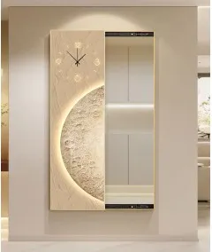 80*150 Cm Gorgeous Mirrior Art Painting With Moon And Clock