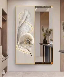 80*150 Cm Gorgeous Mirrior Art Painting With Feather