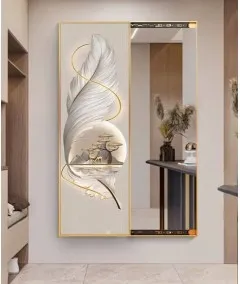 80*150 Cm Gorgeous Mirrior Art Painting With Feather