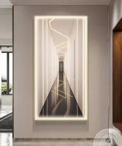 Gold Frame Entrance Panel in All Its Details Using Smart Lighting