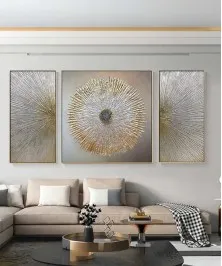Gold Frame 50*70 - 70*70 - 50*70 Cm Crystall Porsalein Painting Style For Living Room