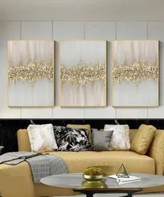 Gold Frame 60*90 Cm Crystall Porsalein Painting Decorative For Living Room Gold  Diamound Effect
