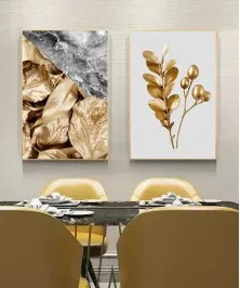 Gold Frame 60*90 Cm Crystall Porsalein Painting Decorative For Living Room 2 pcs