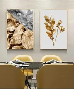 Gold Frame 60*90 Cm Crystall Porsalein Painting Decorative For Living Room 2 pcs