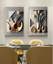 Gold Frame 60*90 Cm Crystall Painting Gold Vase Decoration For Living Room And Kitchen