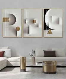 Gold Frame 60*90 Cm White Crystall Painting Decoration For Living Room And Kitchen