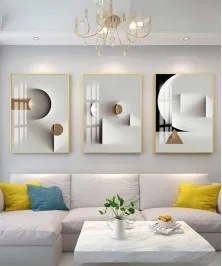 Gold Frame 60*90 Cm White Crystall Painting Decoration For Living Room And Kitchen