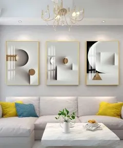 Gold Frame 60*90 Cm White Crystall Painting Decoration For Living Room And Kitchen