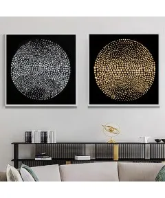 Silver Frame 60*60 Cm 3D Effect Crytsall Porsalein Painting Black