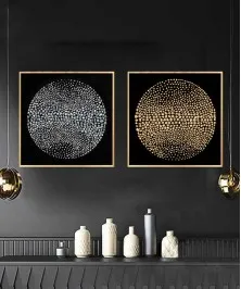 Gold Frame 60*60 Cm 3D Effect Crytsall Porsalein Painting Black