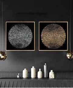 Gold Frame 60*60 Cm 3D Effect Crytsall Porsalein Painting Black