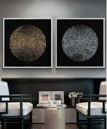 Silver Frame 60*60 Cm 3D Effect Crytsall Porsalein Painting Black