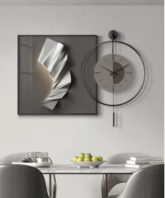 Silver And Grey 60*60 Cm Crytsall Porsalein Painting With Led Light And Clock 50*50 Cm 