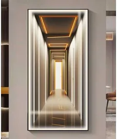 Black Frame Modern 3D Effect Crystall Procelein Painting With Lighting