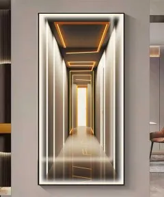 Black Frame Modern 3D Effect Crystall Procelein Painting With Lighting