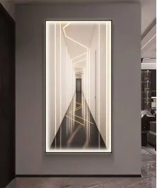 Black Frame Entrance Panel in All Its Details Using Smart Lighting