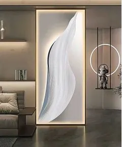 The Gray Panel With The Golden Frame Has Elegant Lighting