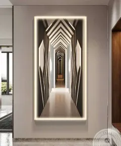 Gold Frame Modern 3D Painting With Warm Led Light