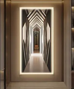 Gold Frame Modern 3D Painting With Warm Led Light