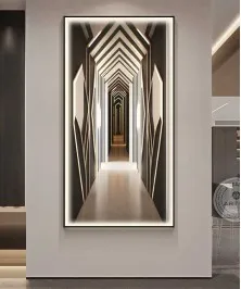 Black Frame Modern 3D Painting With Warm Led Light