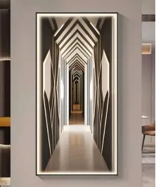 Black Frame Modern 3D Painting With Warm Led Light