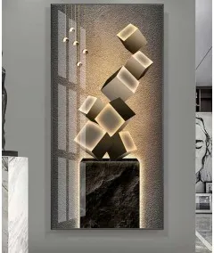 Crystal Modern Painting With Led LIght And Remore
