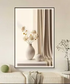 Black Frame 80*120 Cm Vase Flower Crytsall Porsalein Painting 