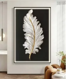 Black Frame 80*120 Cm Feather White And Black Crytsall Porsalein Painting 