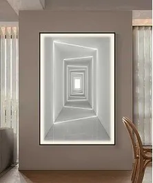 Black Frame 80*120 Cm White 3D Effect Crytsall Porsalein Painting With Led Light